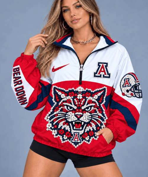 Arizona Wildcats NCAA Floral Mascot Heritage V-Neck Zipper Jackets