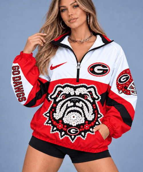 Georgia Bulldogs NCAA Floral Mascot Heritage V-Neck Zipper Jackets
