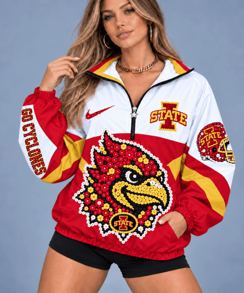 Iowa State Cyclones NCAA Floral Mascot Heritage V-Neck Zipper Jackets