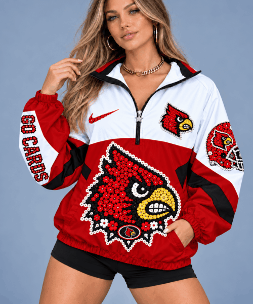 Louisville Cardinals NCAA Floral Mascot Heritage V-Neck Zipper Jackets