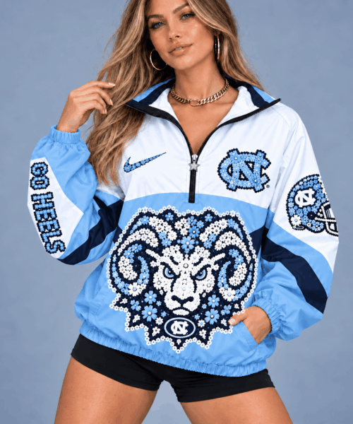 North Carolina Tar Heels NCAA Floral Mascot Heritage V-Neck Zipper Jackets