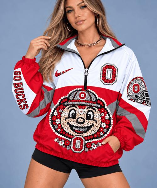 Ohio State Buckeyes NCAA Floral Mascot Heritage V-Neck Zipper Jackets