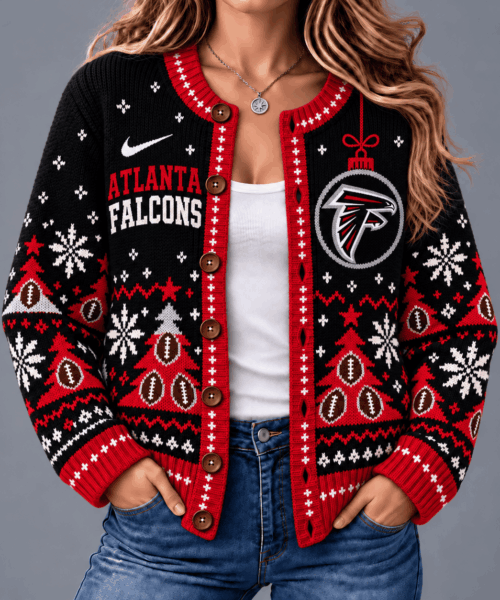 Atlanta Falcons NFL Game Day Winter Wonderland Snowflake Cardigan