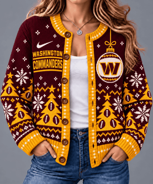 Washington Commanders NFL Game Day Winter Wonderland Snowflake Cardigan
