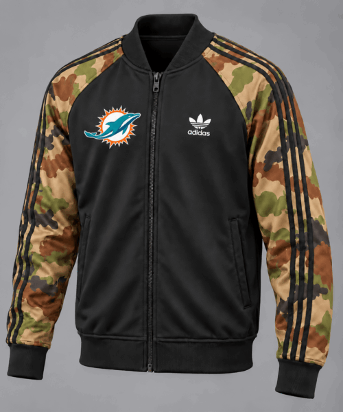 Miami Dolphins NFL Army Camo Baseball Jacket