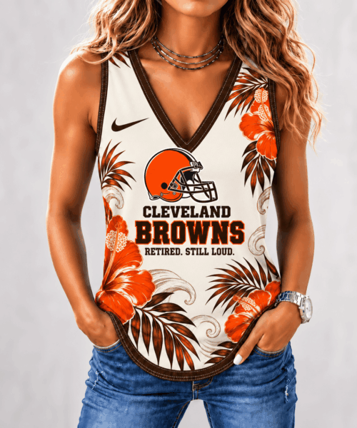 Cleveland Browns NFL Retired But Still Loud Tropical Floral Sleeveless Top Shirt