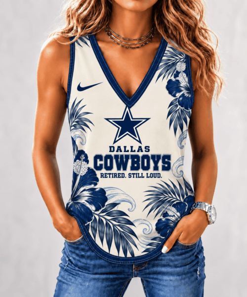 Dallas Cowboys NFL Retired But Still Loud Tropical Floral Sleeveless Top Shirt