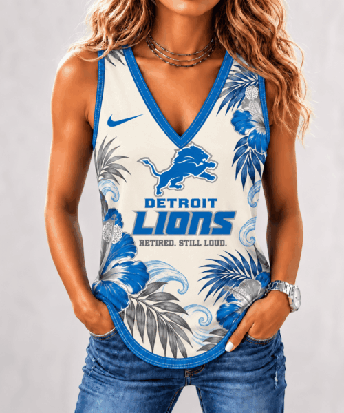 Detroit Lions NFL Retired But Still Loud Tropical Floral Sleeveless Top Shirt