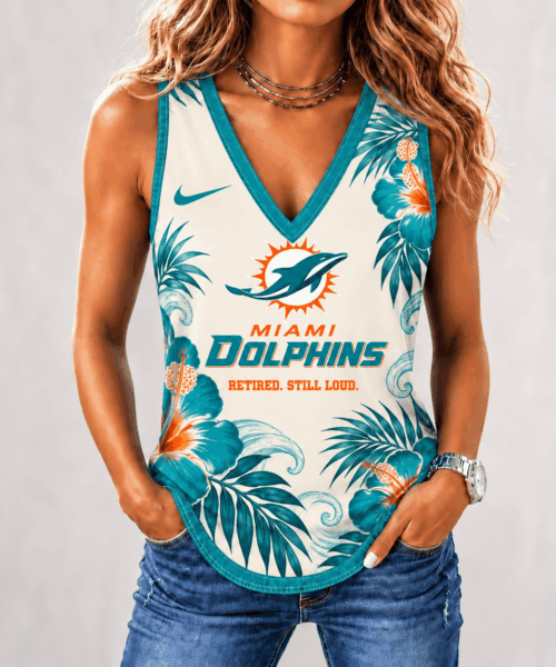 Miami Dolphins NFL Retired But Still Loud Tropical Floral Sleeveless Top Shirt