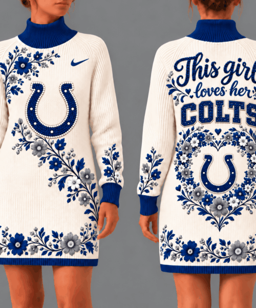 Indianapolis Colts NFL Forever Loyal Floral Heart Sweater Dress