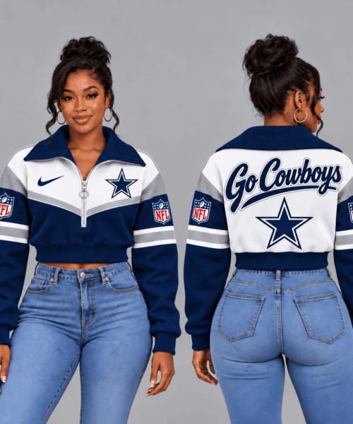 Dallas Cowboys NFL Forever Loyal Game Day Cropped Quarter-Zip Sweatshirt