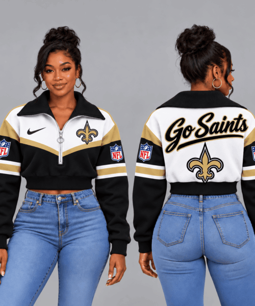 New Orleans Saints NFL Forever Loyal Game Day Cropped Quarter-Zip Sweatshirt