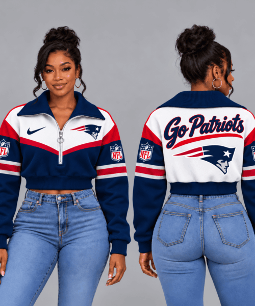 New England Patriots NFL Forever Loyal Game Day Cropped Quarter-Zip Sweatshirt