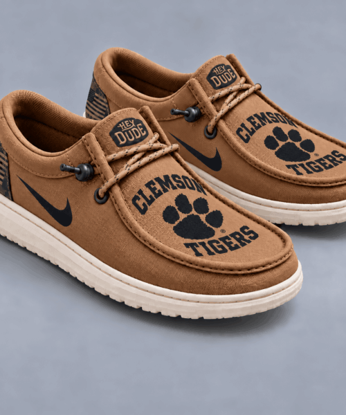 Clemson Tigers NCAA Vintage Military Brown Loafer Shoes
