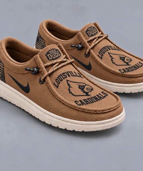 Louisville Cardinals NCAA Vintage Military Brown Loafer Shoes