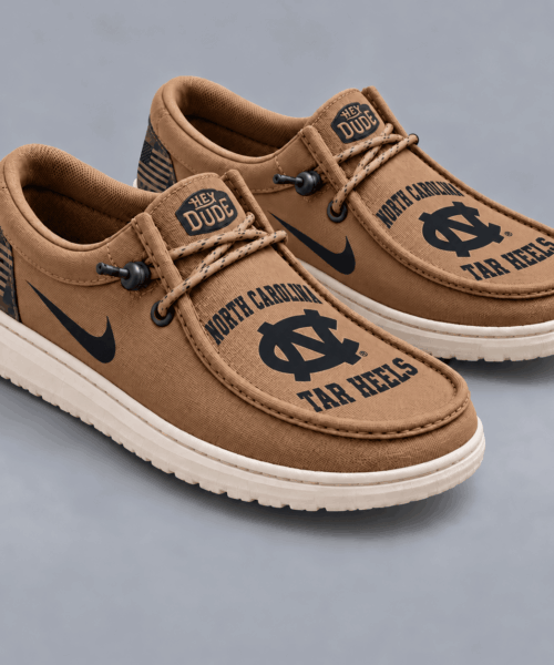 North Carolina Tar Heels NCAA Vintage Military Brown Loafer Shoes