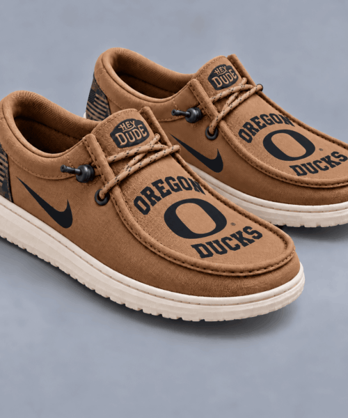 Oregon Ducks NCAA Vintage Military Brown Loafer Shoes