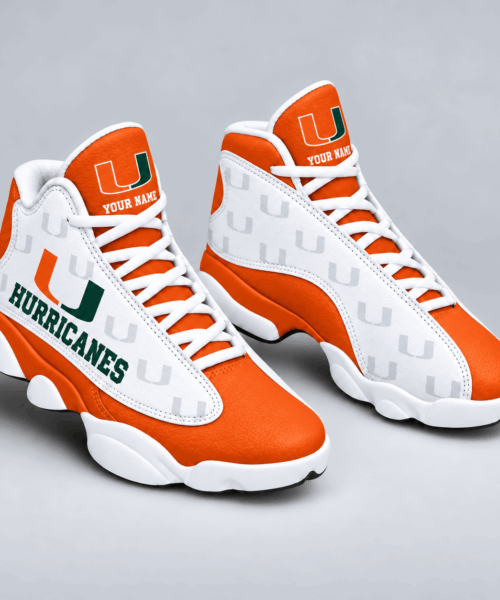 Miami Hurricanes NCAA Personalized Football Fan JD13 High Sneakers