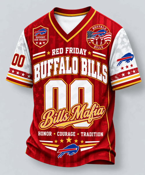 Buffalo Bills NFL Red Friday Support Our Troops V-Neck Jersey