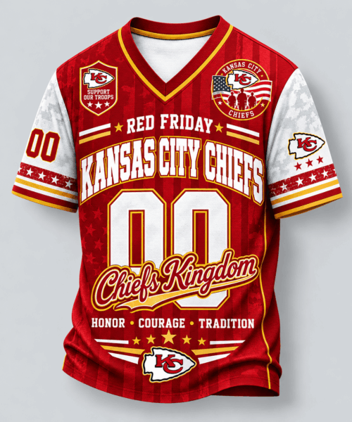Kansas City Chiefs NFL Red Friday Support Our Troops V-Neck Jersey
