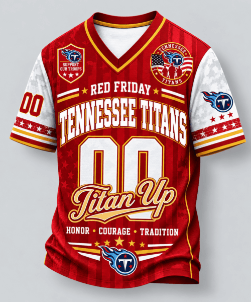 Tennessee Titans NFL Red Friday Support Our Troops V-Neck Jersey
