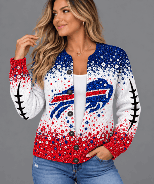 Buffalo Bills NFL Floral Football Fan Cardigan