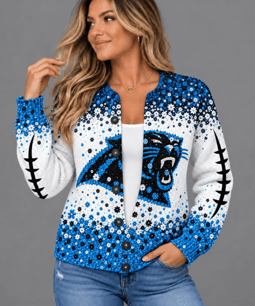 Carolina Panthers NFL Floral Football Fan Cardigan