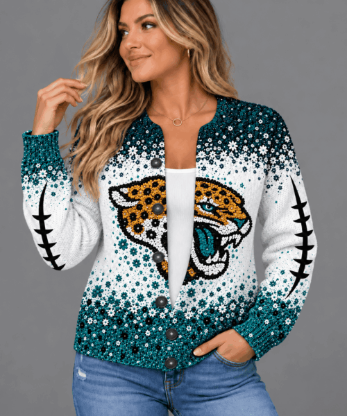 Jacksonville Jaguars NFL Floral Football Fan Cardigan