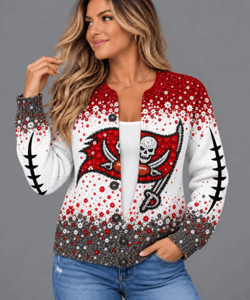 Tampa Bay Buccaneers NFL Floral Football Fan Cardigan