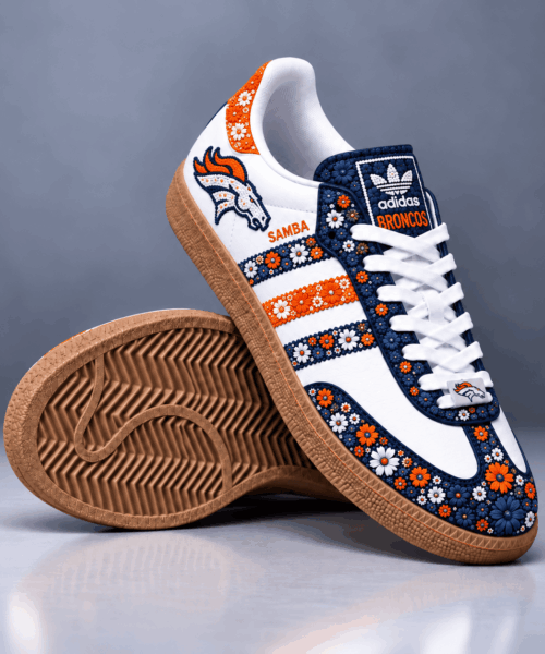 Denver Broncos NFL Floral Football Fan Game Day Edition Samba Shoes
