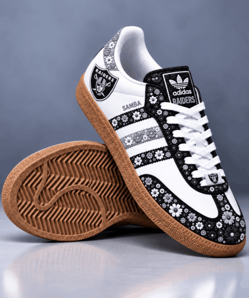 Las Vegas Raiders NFL Floral Football Fan Game Day Edition Samba Shoes