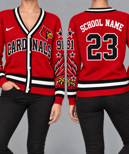 Louisville Cardinals NCAA Retro Star Sleeve Cardigan