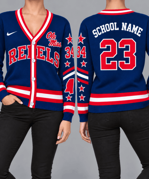 Ole Miss Rebels NCAA Retro Star Sleeve Cardigan