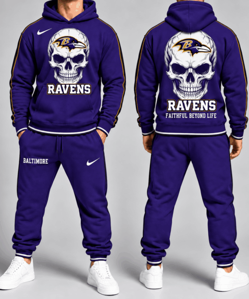 Baltimore Ravens NFL Skull Legacy Tracksuit Set