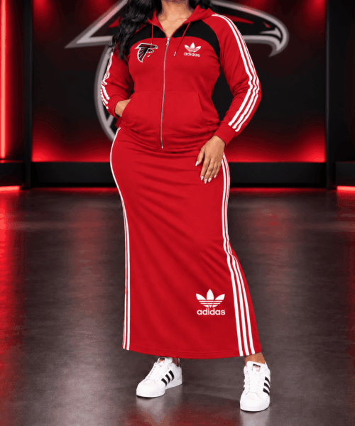 Atlanta Falcons NFL Retro Triple Stripe Zip Hoodie & Maxi Skirt Set