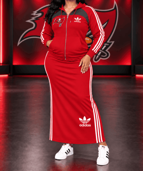 Tampa Bay Buccaneers NFL Retro Triple Stripe Zip Hoodie & Maxi Skirt Set