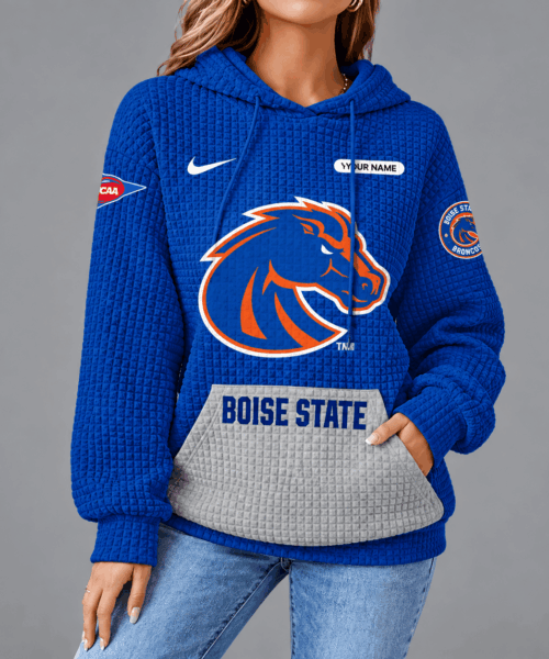 Boise State Broncos NCAA Personalized Team Spirit Unisex Waffle Hoodie
