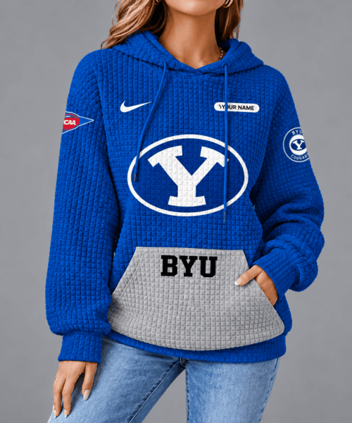 BYU Cougars NCAA Personalized Team Spirit Unisex Waffle Hoodie