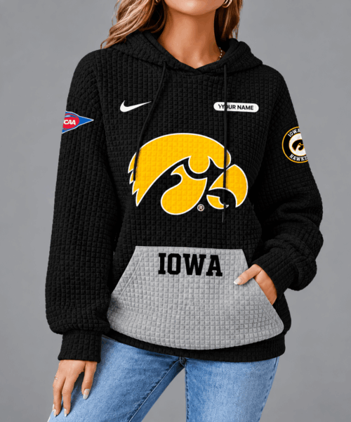 Iowa Hawkeyes NCAA Personalized Team Spirit Unisex Waffle Hoodie