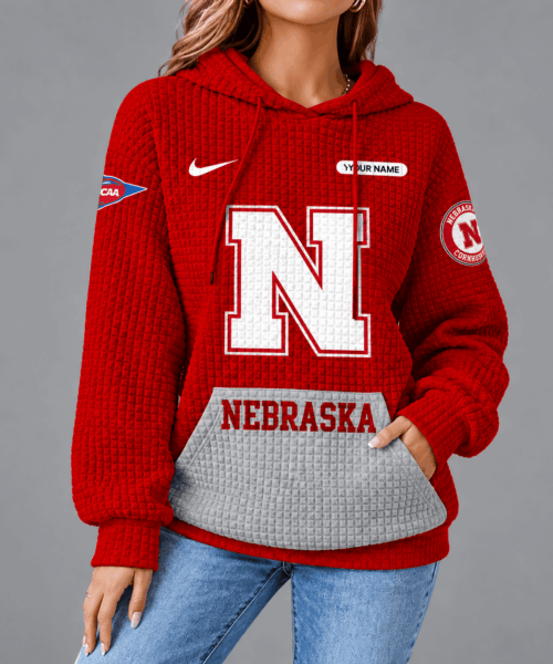 Nebraska Cornhuskers NCAA Personalized Team Spirit Unisex Waffle Hoodie