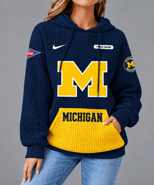 Michigan Wolverines NCAA Personalized Team Spirit Unisex Waffle Hoodie
