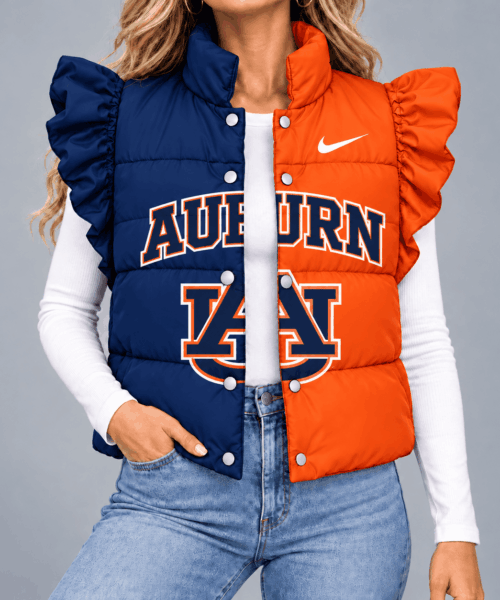 Auburn Tigers NCAA Split Color Sleeve Quilted Puffer Vest