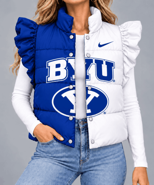 BYU Cougars NCAA Split Color Sleeve Quilted Puffer Vest