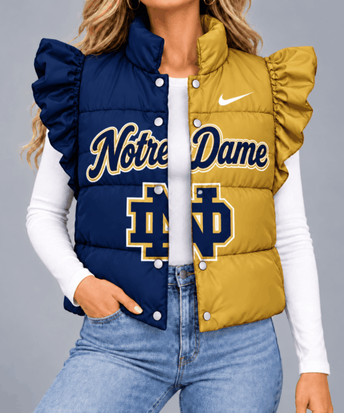 Notre Dame Fighting Irish NCAA Split Color Sleeve Quilted Puffer Vest
