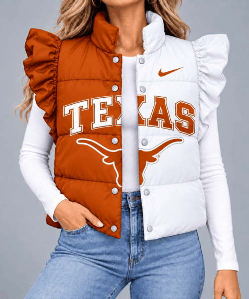 Texas Longhorns NCAA Split Color Sleeve Quilted Puffer Vest