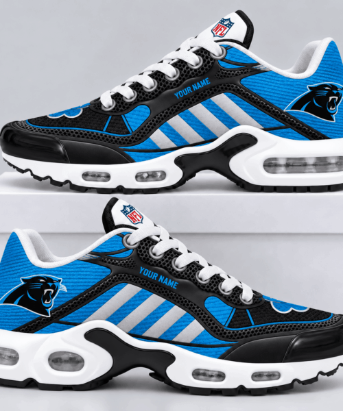 Carolina Panthers NFL Personalized Diagonal Stripe Air Max Shoes