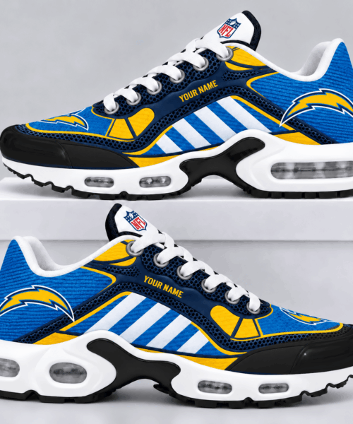 Los Angeles Chargers NFL Personalized Diagonal Stripe Air Max Shoes
