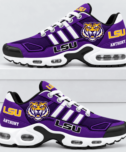 LSU Tigers NCAA Personalized Triple Stripe Air Max Shoes
