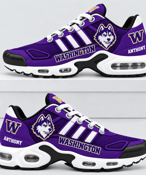 Washington Huskies NCAA Personalized Triple Stripe Air Max Shoes