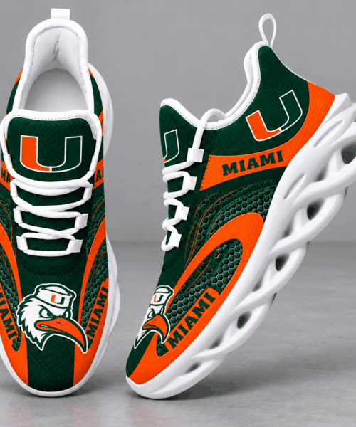 Miami Hurricanes NCAA Dynamic Wave Design Chunky Sneakers